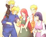  3boys 3girls barefoot blonde_hair blue_eyes blue_hair brother_and_sister eyes_closed family father_and_daughter father_and_son flower highres hyuuga_hinata long_hair mother_and_daughter mother_and_son multiple_boys multiple_girls namikaze_minato naruto red_hair siblings smile uzumaki_boruto uzumaki_himawari uzumaki_kushina uzumaki_naruto very_long_hair whiskers white_eyes 