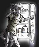 2023 :3 anthro appliance armwear bell bell_collar big_penis black_background bottomless bottomless_male caught chest_tuft clothed clothing collar digital_drawing_(artwork) digital_media_(artwork) domestic_cat egg felid feline felis flaccid foreskin fridge fur genitals gradient_background grey_body grey_fur humanoid_genitalia humanoid_penis jam_(artist) kitchen_appliance light lighting long_penis looking_at_viewer male mammal milk night partially_retracted_foreskin peeking_penis penis restricted_palette rubbing_eyes shirt shirt_only simple_background solo tail tail_between_legs tired tired_eyes topwear topwear_only tuft white_body white_fur yellow_eyes