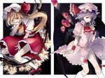  ascot bad_id bad_twitter_id bat_wings blonde_hair family flandre_scarlet flower hat hat_ribbon jewelry kneehighs lavender_hair looking_at_viewer mob_cap multiple_girls open_mouth petals pointy_ears ponytail puffy_sleeves red_eyes remilia_scarlet ribbon rose rose_petals sash shirt short_hair short_sleeves siblings side_ponytail sisters skirt skirt_set smile sofy star star_(sky) touhou vest white_legwear wings wrist_cuffs 