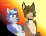 anonymous_artist anthro bear blue_body butt canid canine canis collar deejaay domestic_dog duo fox hi_res knot knotting male male/male mammal riding sitting_on_another sketch