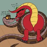american_dragon:_jake_long anthro big_butt butt butt_focus coiling coiling_another dialogue disney dragon duo english_text fataltragedy2004 feet feral hi_res invalid_tag jake_long kaa_(jungle_book) male open_mouth python raised_tail red_body reptile scalie snake tail text the_jungle_book thick_thighs western_dragon