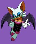 5_fingers absurd_res anthro bat boots breasts cleavage clothed clothing eyeshadow female fingers footwear fur gloves handwear hi_res kolsan lipstick makeup mammal rouge_the_bat sega simple_background solo sonic_the_hedgehog_(series) white_body white_fur wings