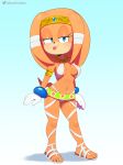 2020 absurd_res anthro armlet blue_eyes bracelet breasts clothed clothing echidna eyelashes female footwear fur gloves half-closed_eyes handwear hi_res jewelry mammal monotreme narrowed_eyes navel necklace orange_body orange_fur panties ribbons sandals sash sega shadow side_boob skimpy solo somescrub sonic_adventure sonic_the_hedgehog_(series) standing tikal_the_echidna tongue tongue_out twitter underwear white_clothing white_gloves white_handwear