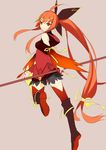  circlet detached_sleeves dobunezumi elsword ignia_(elsword) long_hair low-tied_long_hair orange_hair ponytail red_eyes slit_pupils solo thighhighs very_long_hair 