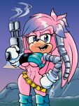 abs anthro archie_comics barely_sly big_breasts breasts clothed clothing cybernetics echidna female gun julie-su machine mammal monotreme muscular muscular_female pantsless ranged_weapon sega solo sonic_the_hedgehog_(archie) sonic_the_hedgehog_(comics) sonic_the_hedgehog_(series) weapon