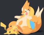 ambiguous_gender bodily_fluids duo feet feral floatzel foot_fetish foot_in_face generation_1_pokemon generation_4_pokemon hi_res male male/ambiguous nintendo parupoke pikachu pokemon pokemon_(species) questionable_consent tears tongue tongue_out