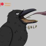 1:1 absurd_res avian beak bird blush blush_lines bodily_fluids corvid corvus_(genus) drinking drinking_urine duo feathers feral fluffy genital_fluids genitals happy hi_res looking_pleasured looking_up male male/male onomatopoeia open_beak open_mouth oscine passerine patreon peeing penis raven shaded simple_background soft_shading sound_effects swallowing sweat tapering_penis tears tears_of_pleasure text tongue urine urine_in_mouth watersports wings xcoreus