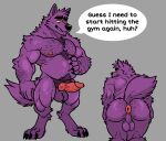absurd_res animal_genitalia animal_penis anthro arm_hair backsack balls bernard_(ok_k.o.!_lbh) body_hair butt canid canine canine_genitalia canine_penis canis cartoon_network chest_hair claws dialogue front_view genitals hairy hairy_balls hi_res knot male mammal musclegut muscular muscular_anthro muscular_male nude ok_k.o.!_let&#039;s_be_heroes pecs penis posstype presenting presenting_hindquarters pubes rear_view smile solo speech_bubble standing were werecanid werecanine werewolf wolf yellow_eyes