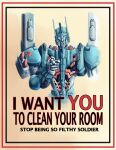  1boy absurdres autobot blue_eyes concept_hen english_text highres i_want_you mecha no_humans parody pointing pointing_at_viewer poster_parody propaganda robot the_transformers_(idw) transformers ultra_magnus 