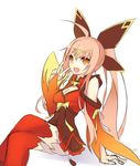  breasts circlet cleavage cleavage_cutout detached_sleeves dobunezumi elsword ignia_(elsword) long_hair medium_breasts orange_eyes pink_hair ponytail sketch solo 