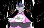 2022 anthro balls bear blindfold clothing dialogue english_text erection genitals geuremon group hat headgear headwear male male/male mammal moobs nipples overweight overweight_male party_hat penis pink_nose shirt text topwear