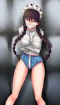  1girl angry ardnades black_lagoon female gag gagged looking_at_viewer panties roberta_(black_lagoon) straitjacket underwear 