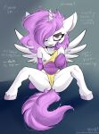 absurd_res anthro breasts camel_toe clone demon dialogue equid equine fan_character female hair hasbro hi_res horn horse looking_at_viewer mammal messy_hair my_little_pony naughtia nipples pony semi-anthro skoon slim small_breasts snaggle_tooth solo winged_unicorn wings