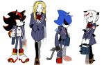 2boys 2girls absurdres alternate_costume animal_ears animal_nose bag blazer blonde_hair blue_eyes closed_mouth commentary diamondx1704 english_commentary full_body furry furry_male gloves grey_jacket highres holding holding_bag jacket long_hair looking_at_another maria_robotnik metal_sonic multiple_boys multiple_girls pants red_eyes robot sage_(sonic) school_bag school_uniform shadow_the_hedgehog shirt shoes short_hair simple_background skirt smile sonic_(series) standing white_background white_gloves white_hair 