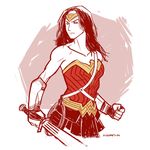  1girl amazon armor belt clenched_hand dawn_of_justice dc_comics dccu fist lasso muscle pteruges sketch solo strapless sword tiara vambraces weapon wonder_woman wonder_woman_(series) 