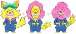  1boy animal_ears blue_jumpsuit cat cat_boy cat_ears cat_tail fang furry furry_male goggles goggles_on_head jumpsuit lowres official_art open_mouth red_nose spitz tail takeuchi_kou third-party_source warioware warioware:_get_it_together! yellow_fur 