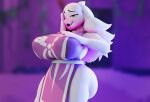 absurd_res anthro big_breasts big_butt breasts butt clothing female hand_on_breast hand_on_cheek hi_res one_eye_closed open_mouth slurpslurps solo toriel tutori undertale_(series) wink
