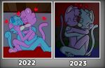 2022 2023 ambiguous_gender anthro blush colored digital_drawing_(artwork) digital_media_(artwork) domestic_cat duo eggnaug felid feline felis female female_penetrated flat_colors from_front_position fur hair happy hi_res lotus_position lucy_(eggnaug) male male/female male_penetrating male_penetrating_female mammal marshall_(eggnaug) multiple_images nude penetration sex shaded tail text url wholesome