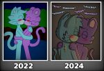 2022 2024 anthro blush colored convenient_censorship digital_drawing_(artwork) digital_media_(artwork) domestic_cat duo eggnaug embrace felid feline felis female fur giggle hair happy hi_res holding_shoulder hug kiss_on_lips kissing lucy_(eggnaug) male male/female mammal marshall_(eggnaug) nude obscured_genitals romantic romantic_couple shaded simple_background tail text url wholesome