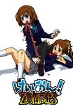  black_legwear blazer crossover guro hirasawa_ui hirasawa_yui intestines jacket k-on! kasuga_(kasuga39) logo marvel marvel_zombies mouth_hold multiple_girls oekaki pantyhose parody revision sakuragaoka_high_school_uniform school_uniform zombie 