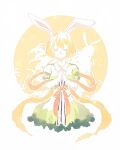  1girl animal_ears blonde_hair carrot_(one_piece) circle closed_eyes collared_dress commentary_request dress fish191101756 green_dress highres one_piece rabbit_ears rabbit_girl short_hair smile 