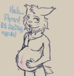 2024 5_fingers anthro biped blush canadian_lynx cross cross_necklace echo_(game) echo_(series) echo_project felid feline fingers hi_res holding_belly jewelry lynx male mammal navel necklace pregnant pregnant_male sketch slim_anthro slim_male solo talking_to_viewer tj_hess yeenthebin