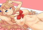  blonde_hair blue_eyes blush breasts censored galko heart heart_censor huge_breasts long_hair looking_at_viewer lying navel nipples nude on_back oshiete!_galko-chan pussy smile solo tomatto_(@ma!) 