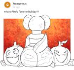 2024 anthro big_butt bottom_heavy bottomwear butt clothing curious_cat digital_media_(artwork) female food fruit hi_res horn huge_butt kobold loincloth piko_(simplifypm) plant potoobrigham pumpkin rear_view short_stack solo