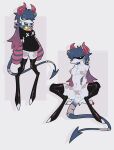 ambiguous_gender anthro anus breasts butt choker clothing digital_media_(artwork) fur hair hi_res hooves horn imp jewelry legwear looking_at_viewer moraysupreme_(artist) necklace nude piercing simple_background solo spread_legs spreading squid_the_imp thigh_highs tongue tongue_piercing white_body