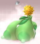 2019 areola bathing big_breasts breasts digital_media_(artwork) elemental_creature elemental_humanoid elfdrago eyelashes eyes_closed female flora_fauna flower flower_creature flower_humanoid freckles green_areola green_body green_nipples hi_res huge_breasts humanoid hyper hyper_breasts leaf leaf_arms mario_bros mouthless nintendo nipples plant plant_humanoid shower showering solo sunflower sunflower_kid super_mario_sunshine wide_hips