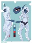 absol absurd_res anthro big_breasts blue_body blue_eyes breasts caydearts female fluffy generation_3_pokemon gradient_background hi_res humanoid model_sheet neck_tuft nintendo pokemon pokemon_(species) red_eyes simple_background solo tuft tundra white_body xaveriuz