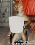 3d_(artwork) canid canine canis chair digital_media_(artwork) domestic_dog feral fur furniture hi_res holding_object honigkuchenpferd male mammal on_chair paper reading sitting sitting_on_chair solo