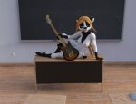 anthro anthro_(artist) badger breasts classroom guitar herm intersex mammal musical_instrument mustelid musteline nipples nude plucked_string_instrument school solo string_instrument