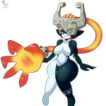 2017 armor breasts digital_media_(artwork) female headgear helmet hi_res humanoid imp looking_at_viewer midna midriff nintendo red_eyes simple_background solo the_legend_of_zelda thegentlebro thick_thighs twili twilight_princess white_background yellow_sclera