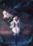 black_body duo female fur fur_tuft glowing glowing_eyes hi_res kindred_(lol) lamb_(lol) league_of_legends male multicolored_body multicolored_fur outside riot_games sophyucha tencent tuft two_tone_body two_tone_fur white_body white_fur wolf_(lol)