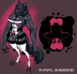 absurd_res alien alien_humanoid animal_humanoid anthro ben_10 blitzwolfer breasts cartoon_network chaquetrix claws clothing doctorch1ll female fur grey_body grey_fur hi_res humanoid jepowarrior loboan mammal pink_eyes simple_background solo white_clothing