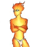 2016 anthro biped blush blush_lines bow_(feature) clothed clothing crossed_arms digital_drawing_(artwork) digital_media_(artwork) elemental_creature elemental_humanoid embarrassed eyewear fire fire_creature fire_humanoid glasses glasses_on_face grillby hi_res humanoid lingerie male mouthless noseless panties partially_clothed pattern_clothing pattern_underwear piippujalka portrait shaded simple_background solo standing striped_clothing striped_underwear stripes three-quarter_portrait topless topless_humanoid topless_male undertale undertale_(series) underwear
