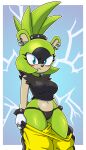 2023 afrosoricid anthro big_breasts blue_eyes blush bottomwear bottomwear_down breasts clothed clothing ear_piercing eyelashes female hair hi_res idw_publishing looking_at_viewer mammal navel pants pants_down partially_clothed piercing ponytail sega solo sonic_the_hedgehog_(comics) sonic_the_hedgehog_(idw) sonic_the_hedgehog_(series) sonicguru surge_the_tenrec tail tenrec thick_thighs thong topwear underwear undressing wide_hips