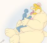 anthro asgore_dreemurr blonde_hair body_hair boss_monster_(undertale) bovid caprine duo fur goat hair hi_res jon_noj long_ears male male/male mammal open_mouth oral_vore size_difference tongue undertale undertale_(series) vore white_body white_fur