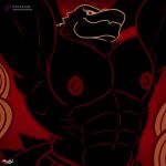 2024 2d_animation abs animated anthro godzilla godzilla_(series) hercules_(1997) lizard male manly muscular muscular_anthro muscular_male nipples obliques pecs reptile scalie smile solo thepluto toho zeus_(disney) zeuszilla