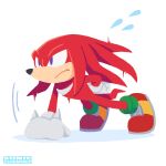  1boy arm_behind_back exercising furry furry_male gloves highres knuckles_the_echidna official_art purple_eyes push-ups red_footwear red_fur simple_background sonic_(series) sonicofficialjp white_background white_gloves 