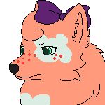 2015 alpha_channel ambiguous_gender animated black_nose blinking blue_eyes canid canine canis digital_media_(artwork) domestic_dog eyelashes feral flat_colors freckled_face freckles frown fur head_bow head_tuft headshot_portrait loop low_res mammal narrowed_eyes pink_body pink_fur pixel_(artwork) pixel_animation portrait purple_bow sebdoggo simple_background snout solo transparent_background tuft