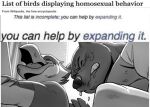 against_surface against_wall anthro avian bear bird black_and_white bodily_fluids drooling duo eyes_closed implied_anal_penetration male male/male mammal meme monochrome open_mouth saliva sex sweat unknown_artist wikipedia you_can_help_by_expanding_it_(meme)