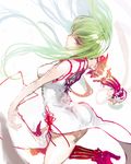  ass bare_shoulders blade_&amp;_soul c.c. china_dress chinese_clothes code_geass creayus dress green_hair long_hair solo yellow_eyes 