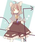  animal_ears bad_id bad_twitter_id capelet daizu_(melon-lemon) dowsing_rod grey_hair highres jewelry mouse_ears nazrin pendant red_eyes short_hair smile solo touhou 