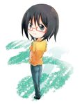  1girl black_hair chibi glasses marine one_piece red-framed_glasses solo tashigi 