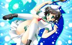  anchor black_hair blue_eyes boots ghost hat highres hishaku kamiya_tomoe kneehighs murasa_minamitsu panties pantyshot sailor sailor_collar sailor_hat short_hair skirt socks solo touhou underwear wallpaper white_legwear 