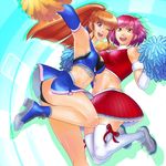  amemiya_sayaka cheerleader midriff multiple_girls navel numejiro one_eye_closed osu!_tatakae!_ouendan panties pantyshot pom_poms ponytail shirosaki_rin thighhighs underwear 