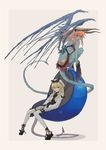  blue_skin demon_girl gothic_lolita highres horns lolita_fashion multiple_girls original pinzu sitting wings 