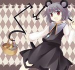  animal_ears bad_id bad_pixiv_id basket grey_hair jewelry mouse mouse_ears mouse_tail nazrin pendant red_eyes short_hair solo tail takase_kanan touhou 